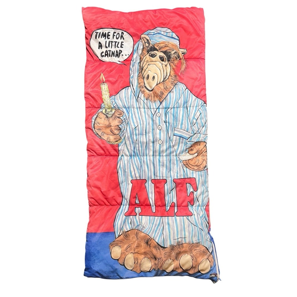 1980s Childs Alf Sleeping Bag Time For A Little Catnap 30 x 57" Kids - Picture 2 of 8
